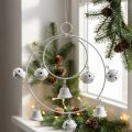 Ring mit Glöckchen, Adventsdeko, Schellenkranz, Metalldeko zum Hängen Weiß H22,5cm B21,5cm | Floristik21.de