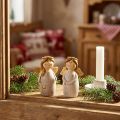 Bezauberndes Engel-Duo aus Keramik in Creme-Weiß mit Goldakzenten – 8.6 cm – Himmlische Dekorationsfiguren – 2 St | Floristik21.de
