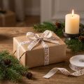 Weihnachtsband Rentiere Creme Rot 15mm 18m Dekoration Geschenkband | Floristik21.de