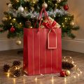Edle Weihnachtstasche Rot Gold Geschenktasche Stabil 18×10×23cm | Floristik21.de