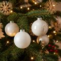 Schneekugel, Baumanhänger, Christbaumschmuck, Winterdeko Weiß H6,5cm Ø6cm Echtglas 24 St | Floristik21.de