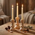 Kerzenhalter Holz Kerzenständer gedrechselt Landhaus H11cm 3St | Floristik21.de