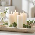Stumpenkerzen Rustic Durchgefärbte Kerzen Wollweiß RAL 60/110mm 4er Set | Floristik21.de