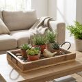 Holztablett mit Griffen Deko Tablett Natur Schwarz 40×27,5×5cm | Floristik21.de