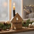 Deko Haus Holz Holzdeko Kerzenhalter Schwarz 16,5×3,5cm×22cm | Floristik21.de