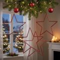 Große Rote Weihnachtsdeko-Sterne mit Glitter zum Aufhängen 24cm 6er Set | Floristik21.de