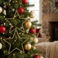Deko Sterne Gold mit Glitter Baumschmuck 18cm, Weihnachtsdeko Goldsterne 8 St | Floristik21.de