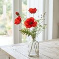 Mohnblume Deko Gartenblume mit 3 Blüten Rot L70cm | Floristik21.de