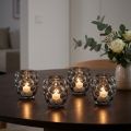 Grau getöntes Windlicht-Glas 4er Set Ø9cm H9,5cm für Innen & Außen | Floristik21.de