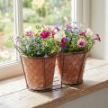Blumentopf Keramik im Drahtkorb Braun Terrakotta 38,5cm vielseitig einsetzbar | Floristik21.de