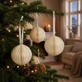 Wabenbälle Wabenkugeln Weihnachten Weiß Glitter Ø8cm 4St | Floristik21.de