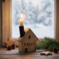 Deko Haus Holz Deko Kerzenhalter Schwarz 10,5×3,5×13cm | Floristik21.de