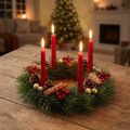 Üppiger Künstlicher Adventskranz Piniennadeln 22cm Dekoration Weihnachten | Floristik21.de