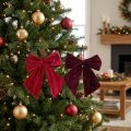 Stoffschleife Samt 24 cm Rot und Burgunderrot 2er-Set zur Weihnachtsdekoration | Floristik21.de