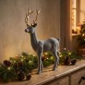Deko Hirsch Dekofigur Deko-Rentier Beflockt Grau H37cm | Floristik21.de