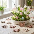 Streudeko Holz Blumen/Schmetterlinge Weiß/Rosa Ø4cm 36St | Floristik21.de