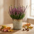 Pflanzgefäß für den Herbst, Metalltopf mit Blattdeko, Übertopf Golden Ø10cm H10cm | Floristik21.de
