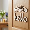 Holzdeko Blumen „Hello“ Natur Dekoschild mit Magnet 18/19,5cm 6St | Floristik21.de