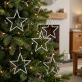 Weihnachtsdeko Stern Anhänger Silbern Glitter 12cm 12 Stück Weihnachtsbaum Deko Christbaumschmuck | Floristik21.de