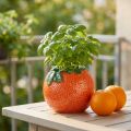 Mediterrane Deko Orange Vase Blumentopf Keramik Ø9cm | Floristik21.de