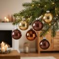 Elegante Weihnachtskugeln Gold Braun Glas 24er Set Ø6cm für festliche Dekoration | Floristik21.de