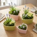 Keramik Deko Herzen Pastell Grün Rosa 11×10×6cm 4 St - Romantische Tischdeko | Floristik21.de