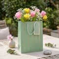 Geschenktüte Hellgrün Goldene Streifen Tragetasche Geschenkverpackung hochwertig eindrucksvoll 18×10×23cm 1 St | Floristik21.de