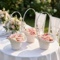 Hochzeitskorb aus Spaltweide Weiß 36cm 3er-Set für Blumen und Deko | Floristik21.de