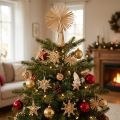 Set aus 35 Strohsternen und Figuren für Christbaumschmuck, naturfarbene Dekoration | Floristik21.de