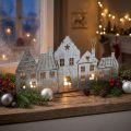 Weihnachtsdeko Häuser, Teelichthalter Metall Silbern 25cm | Floristik21.de