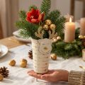 Rentier-Pflanztopf, Adventsdeko, Metalldeko, Übertopf für Weihnachten Weiß, Golden H28cm Ø8,5cm | Floristik21.de
