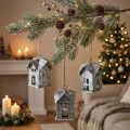 Weihnachtsanhänger Metall Haus Shabby Chic Weiß H9,5cm 3St | Floristik21.de