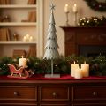Deko-Tannenbaum aus Metall mit Stern und Standfuß 74 cm, silber | Floristik21.de