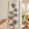 Metalldeko zum Hängen, Schwalben, Wandschmuck Silbern, Weiß gewaschen H47,5cm | Floristik21.de