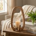 Laterne Holz Glas Windlicht Wohnzimmerdeko Ø12cm H20cm | Floristik21.de