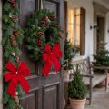 Dekoschleife Rot Samtschleife 4cm breit Weihnachtsschleife für draußen 15×18cm 2St | Floristik21.de