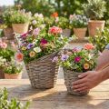 Blumentopf Pflanzkorb Weide Natur Ø12,5cm/20cm 2er-Set Deko Vintage rustikal | Floristik21.de
