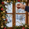 Glitzernde Goldene Deko-Sterne 24cm zum Hängen - Weihnachtsdeko 6er Set | Floristik21.de