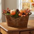 Metallschale oval mit Griffen und Hirsch-Motiv im Rost-Look 36cm | Floristik21.de