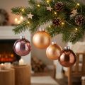 Glas-Weihnachtskugeln Rosa Apricot 24 Stück Ø6cm für festliche Deko | Floristik21.de