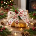 Weihnachtsband Santa Baumwollband 40mm Creme 15m Dekoband Schleifenband Floristikband | Floristik21.de