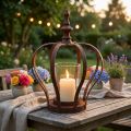 Windlicht Krone Braun Rost Mit Kerzenglas Ø14cm H18cm | Floristik21.de