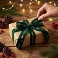 Geschenkband, Weihnachtsband, Samtband Grün Merry Christmas 25mm 20m | Floristik21.de