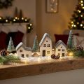 Weihnachtsdorf Holz Set mit Tannen FSC-zertifiziert 6-teilig für Dekorateure | Floristik21.de