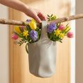 Deko Vase Keramik Tasche Grau Shopper 19×4,5×33 cm | Floristik21.de