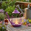 Teelichthalter Glas Windlicht Teekanne Pink Ø13cm H22cm | Floristik21.de