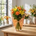 Blumentüte Jute-Muster Orange L40cm B12-30 50 St | Floristik21.de