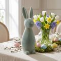 Deko Hase Deko-Osterhase Beflockt Graugrün H47cm | Floristik21.de