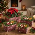 Blumenkasten Weihnachten Vintage Pflanzkasten Holz Rot 24-40cm 4er-Set | Floristik21.de