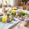 Osterhasen Keramik Deko Braun Grau Humorvolle Tischdeko 6er Set | Floristik21.de